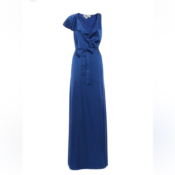 Diane Von Furstenberg Blue One Shoulder Gown for Weddings size 2 - Picture 5 of 10
